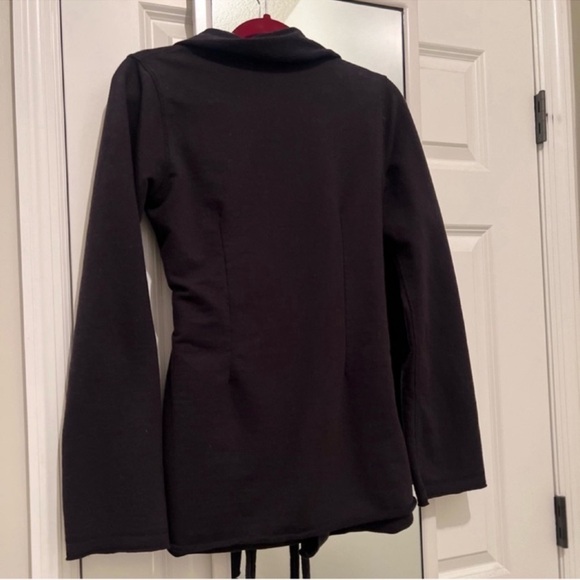 Lucky Brand raw hem open front Terry knit belted cardigan sweatshirt - Picture 7 of 13